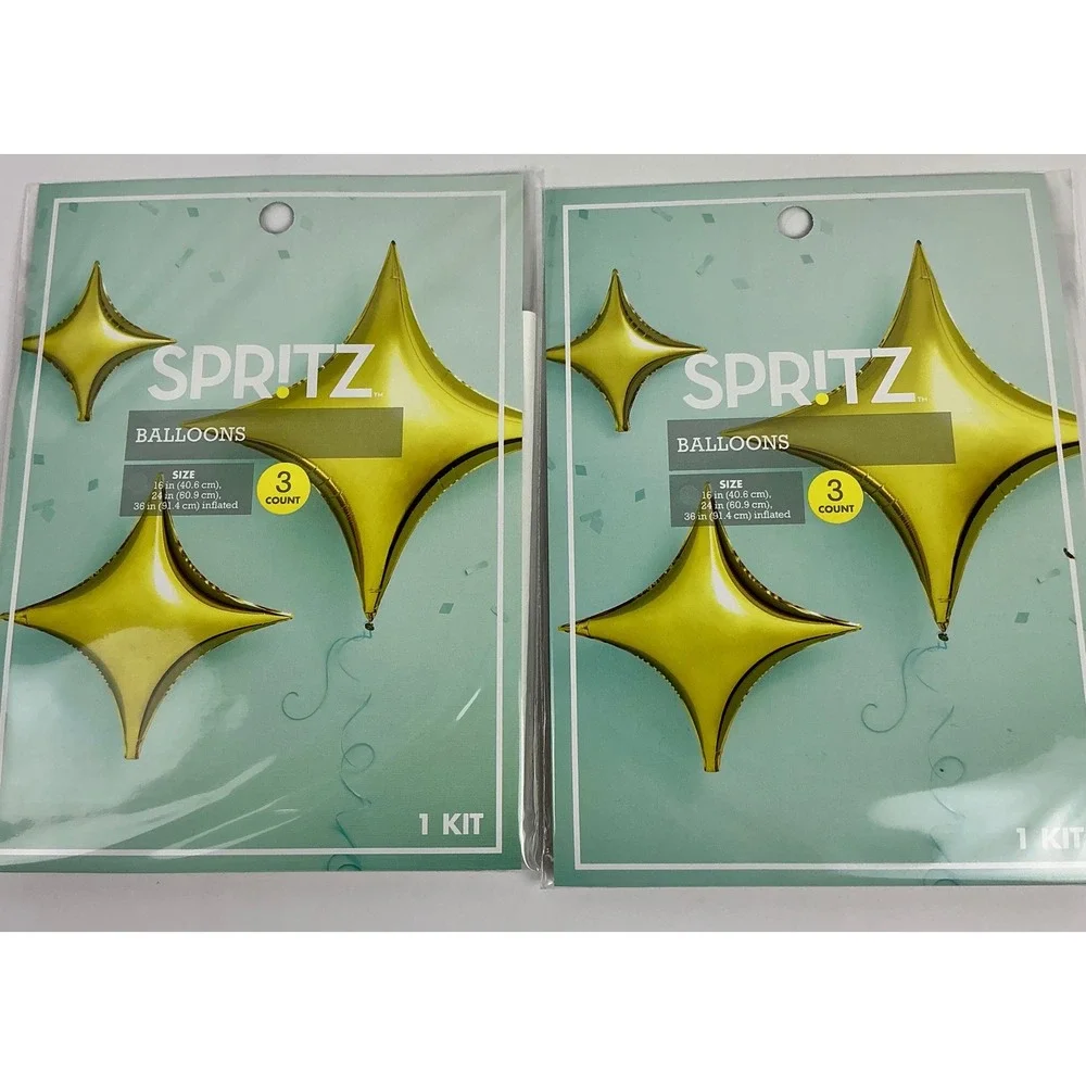 2 Packs of 3 Gold Star Balloons Kit Party Decorations‎ Bundle 16